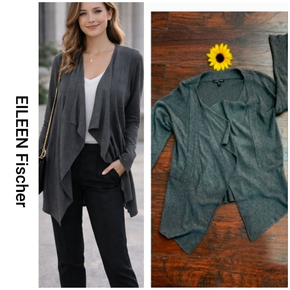 EILEEN FISHER OPEN ASYMMETRICAL CARDIGAN 💛
